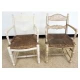 1122	2 PRIMITIVE RUSH SEAT ARMCHAIRS
