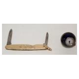1139	MILLER BROS POCKETWATCH KNIFE FOB &  ALBUS MINIATURE TEAR DROP WATCH