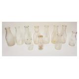 1165	LOT OF 11 ANTIQUE MILK BOTTLES INCLUDING COP TOP, GRANDVIEW, WALDRON