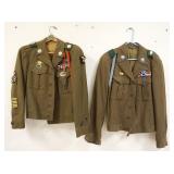 1175	2 US ARMY IKE FIELD JACKETS BOTH HAVE PINS & PATCHES, SIZE 36R & 38XL