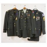 1181	LOT OF US MILITARY COATS/CLOTHING INCLUDES SIZE 41S, DAVIS CLOTHING COMPANY W/HAT, PANTS & BELT