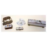 1204	LOT OF ASSORTED SMALLS INCLUDING CLOISONNE HINGED DRESSER BOX