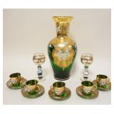 1243	BOHEMIAN GLASS LOT INCLUDING APPROXIMATELY 14 IN HIGH VASE