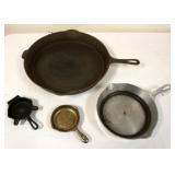1251	LOT OF GRISWOLD CAST IRON PANS, LARGEST APPROXIMATELY 22 IN X 17 IN