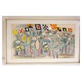 1006	RAOUL DUFY FRAMED *THE BAND*, APPROXIMATELY 25 IN X 35 IN OVERALL