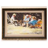 1007	CHALK OF FAMILY IN SUMMER RELAXING, APPROXIMATELY 10 IN X 13 IN OVERALL
