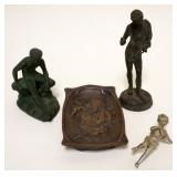 1008	LOT OF ASSORTED MINIATURE BRONZE FIGURES & RELATED, LARGEST APPROXIMATELY 6 IN HIGH