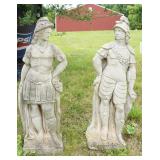1016	2 LARGE CONCRETE NEOCLASSICAL GARDEN STATUES, EACH APPROXIMATELY 58 IN HIGH, ONE W/CRACK IN CEN