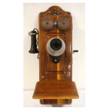 1024	KELLOG WALLPHONE IN WALNUT CASE, APPROXIMATELY 27 IN HIGH