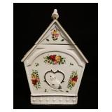 1035	ROYAL ALBERT OLD COUNTRY ROSE BIRD HOUSE COOKIE JAR, APPROXIMATELY 14 IN HIGH