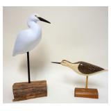 1044	PAIR OF WOOD CARVED & PAINT DECORATED SHORE BIRDS, LARGEST APPROXIMATELY 22 IN HIGH