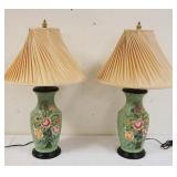 1045	PAIR OF ATOMOSPHERIMENTAL ROSE TABLE LAMPS, APPROXIMATELY 31 IN HIGH