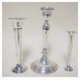 1080	WEIGHTED STERLING CANDLESTICK & VASES, LARGEST APPROXIMATELY 9 1/2 IN HIGH