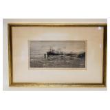 1086	STEVE HOFFMAN SIGNED ENGRAVING TITLED *ICE FLOATS* 1931, APPROXIMATELY 20 IN X 15 1/4 IN OVERAL