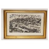 1092	WOODBLOCK PRINT OF CANAL & CITY, ARTIST SIGNED LOWER RIGHT, APPROXIMATELY 12 IN X 15 1/2 IN OVE