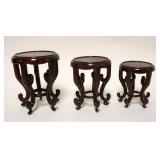 1100	LOT OF 3 GRADUATED ASIAN WOOD STANDS, TALLEST APPROXIMATELY 5 IN HIGH