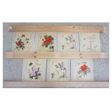 1104	LOT OF 7 BIRD & FLOWER PAINTINGS ON PAPER, APPROXIMATELY 12 IN X 14 IN
