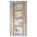 1107	4 ASIAN HAND COLORED PEN & INK DRAWINGS OF BIRDS & FLOWERS, APPROXIMATELY 20 IN X 14 IN
