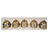 1138	LOT OF 5 BRASS & WOOD HORSE HARNESS RACK HOLDERS