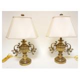1141	PAIR OF ORNATE BRASS TABLE LAMPS *DECORATIVE CRAFTS* APPROXIMATELY 21 IN HIGH