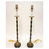 1142	PAIR OF *DECORATIVE CRAFTS* TALL TABLE LAMPS W/SPIRAL WREATH DESIGN, NO HARPS, APPROXIMATELY 30