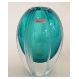 1144	WATERFORD *EVOLUTION* VASE, TEAL GREEN TO CLEAR, APPROXIMATELY 7 IN HIGH