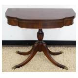 1164	SHERATON STYLE MAHOGANY FLIP TOP CARD/OCCASSIONAL TABLE, APPROXIMATELY 36 IN X 18 IN X 30 IN HI