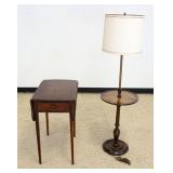 1167	MAHOGANY DROPLEAF ONE DRAWER STAND & FLOOR LAMP