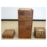 1207	LOT OF ASSORTED OAK MULTIDRAWER CABINETS, LARGEST APPROXIMATELY 18 IN X 16 IN X 41 IN HIGH