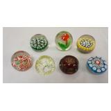 1237	GROUP OF 7 ANTIQUE BLOWN GLASS PAPERWEIGHTS
