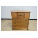 1250	OAK 5 DRAWER DOUBLE BONNET CHEST, APPROXIMATELY 42 IN X 20 IN X 46 IN HIGH