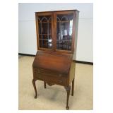 1253	WALNUT BOOKCASE TOP SECRETARY DESK, APPROXIMATELY 30 IN X 18 IN X 68 IN HIGH