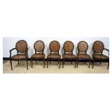 1005	SET OF 6 FRENCH CHAIRS WITH CANE SEATS AND BACKS, 2 ARM AND 4 SIDE