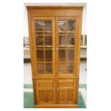 1017	PENNSYLVANIA HOUSE 4 DOOR OAK BOOKCASE WITH INTERIOR LIGHTS AND 2 ADJUSTABLE SHELVES, APPROXIMA