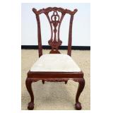 1022	CHIPPENDALE STYLE MAHOGANY BALL & CLAW FOOT SIDE CHAIR WITH SLIP SEAT, SOME STAINING ON SEAT