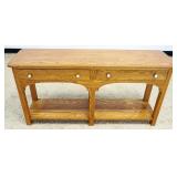 1024	PENNSYLVANIA HOUSE OAK 2 DRAWER HALL CONSOLE TABLE, APPROXIMATELY 56 IN X 16 IN X 29 IN H