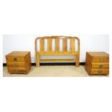 1031	HENREDON QUEEN SIZE HEADBOARD WITH 2-3 DRAWER BEDSIDE CHESTS, 23 IN X 18 IN X 25 IN H