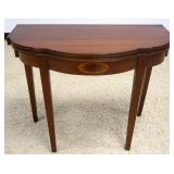 1037	MAHOGANY INLAID FLIP TOP GAME TABLE, APPROXIMATELY 36 IN X 18 IN X 31 IN H