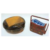 1045	ASIAN LACQUERED LUNCH BOX AND NEST OF BASKETS