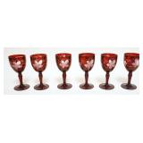 1052	RUBY CUT TO CLEAR CORDIAL GLASSES	RUBY CUT TO CLEAR CORDIAL GLASSES, APPROXIMATELY 5 IN HIGH