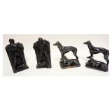 1058	2 PAIR OF BOOKENDS	2 PAIR OF BOOKENDS, FRANK ART MAN & DOGS, TALLEST APPROXIMATELY 9 IN HIGH
