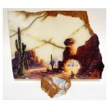 1059	ONYX SLAB W/HAND PAINTED SCENE	ONYX SLAB W/HAND PAINTED SCENE, ARTIST SIGNED, HAND PAINTED OF D