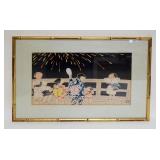 1067	CHARACTER SIGNED FRAMED & MATTED ASIAN ARTWORK	CHARACTER SIGNED FRAMED & MATTED ASIAN ARTWORK, 