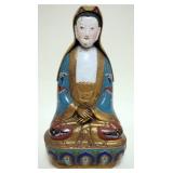 1078	ANTIQUE ASIAN CLOISONNE FIGURE	ANTIQUE ASIAN CLOISONNE 12 IN H FIGURE OF A WOMAN SITTING