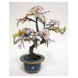 1086	CLOISONNE POT WITH TREE HAVING STONE LEAVES	CLOISONNE POT WITH TREE HAVING STONE LEAVES, APPROX