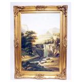 1105	OIL PAINTING OF WATERFALL	OIL PAINTING ON CANVAS OF WATERFALL, APPROXIMATELY 21 IN X 44 IN