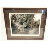 1111	OLD WOOD BRIDGE PHOTO	FRAMED AND MATTED PHOTO *OLD WOOD BRIDGE*, APPROXIMATELY 23 IN X 27 IN OV