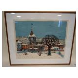 1113	RAYMOND VICTOIR LITHOGRAPH PETTITE VILLAGE	RAYMOND VICTIOR SIGNED & NUMBERED FRAMED LITHOGRAPH 