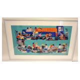 1114	ARTIST SIGNED WATERCOLOR	ARTIST SIGNED WATERCOLOR OF PEOPLE AT A MARKET, APPROXIMATELY 41 IN X 