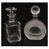 1118	2 DECANTERS INCLUDING BACCARAT	LOT OF 2 DECANTERS, 1 BACCARAT, APPROXIMATELY 10 1/4 IN H